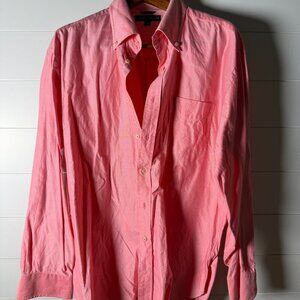 Tommy Hilfiger Button Down Long Sleeve Shirt Pink/Coral White Sz XL